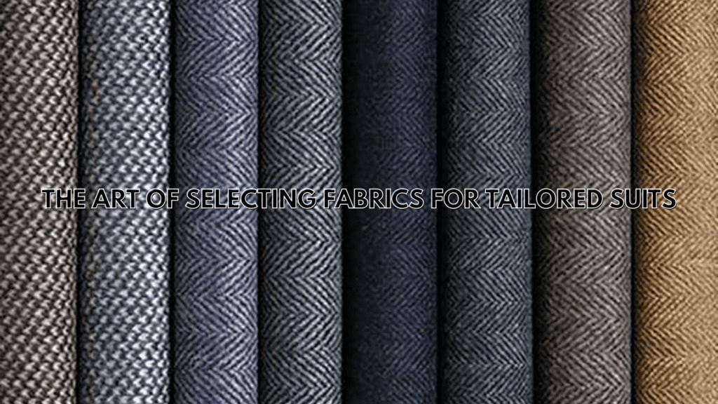Variety of tailored suit fabric samples displayed