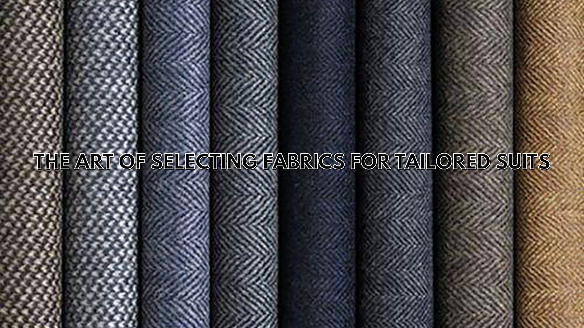 Variety of tailored suit fabric samples displayed