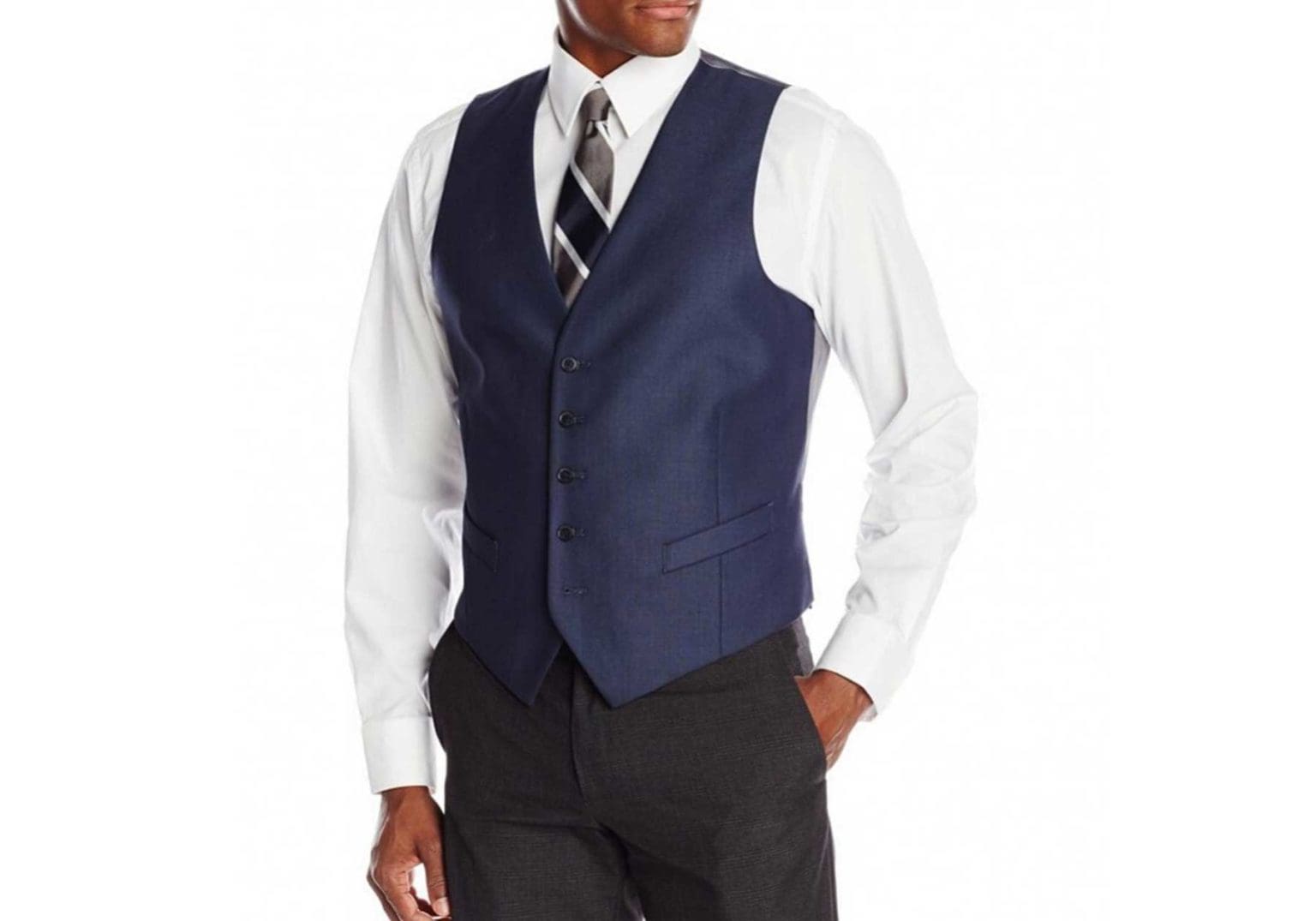 Mens Four Button Light Blue Vest Michael Tailors