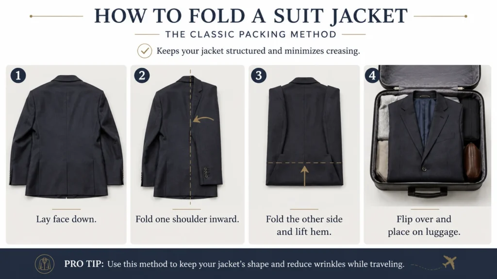 Steps to fold a suit jacket