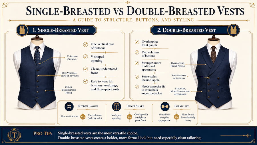 Comparison of single-breasted and double-breasted vests