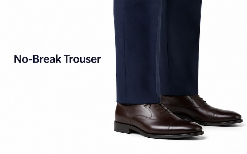 No-break trousers and brown shoes