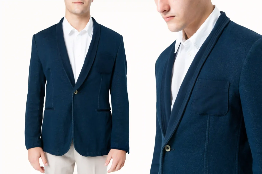 Man wearing a stylish navy blazer