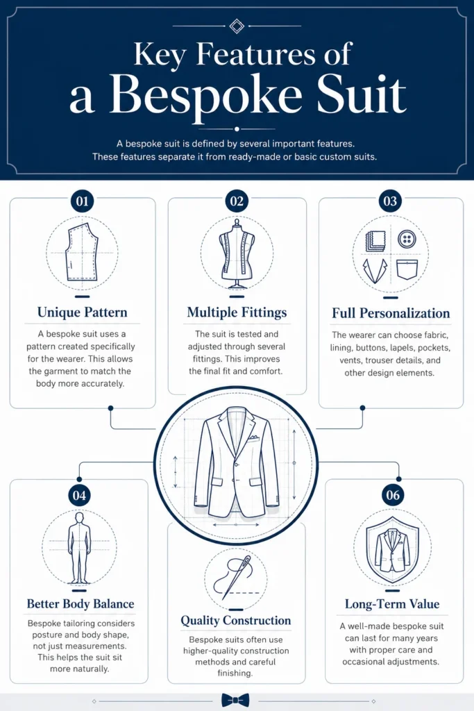 Infographic on bespoke suit features