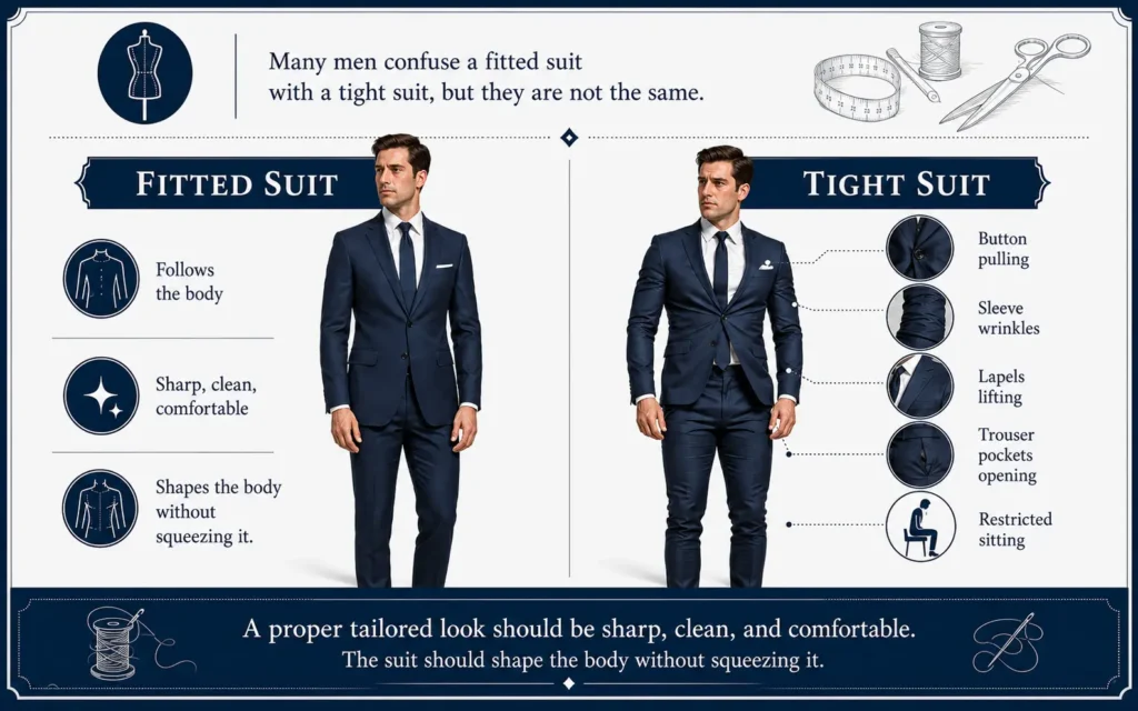 Comparison of fitted and tight suits