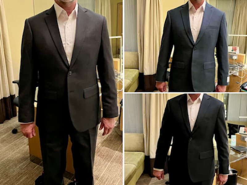 Man in suit showing different angles